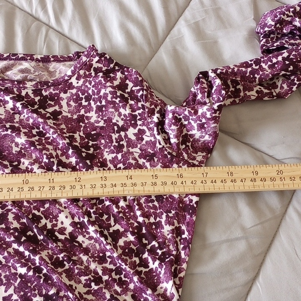 Lands End Womens Long Sleeve Shirt Sz XS Purple Floral Stretchy Comfy Exercise - Picture 4 of 5